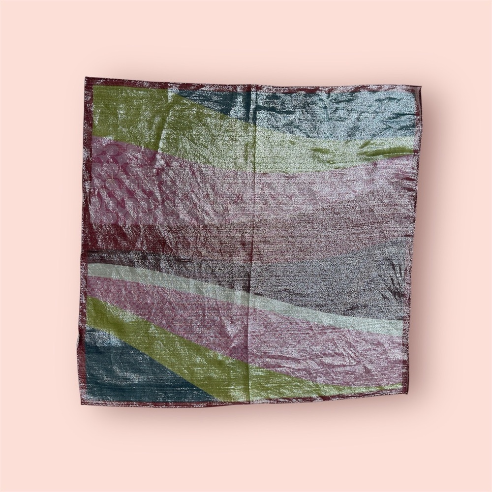 Coach Metallic Patchwork Silk Scarf Monogram Vint… - image 2